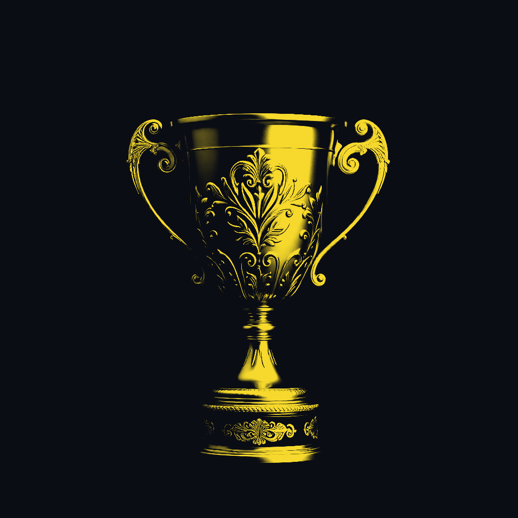 An ornate gold trophy representing milestone achievements